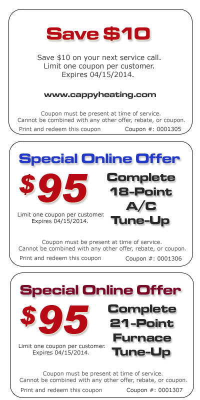 Coupon for heating and cooling service